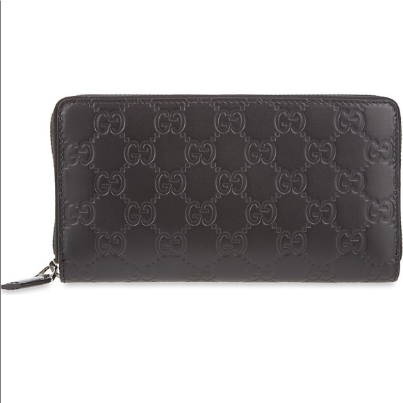 Gucci Handbags - Women's Gucci Black Leather Gg Long Wallet